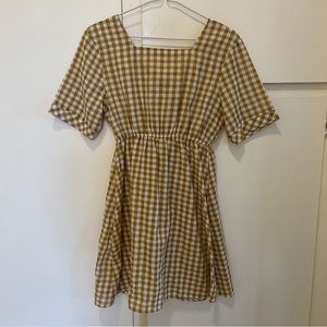 yellow gingham squareneck babydroll dress